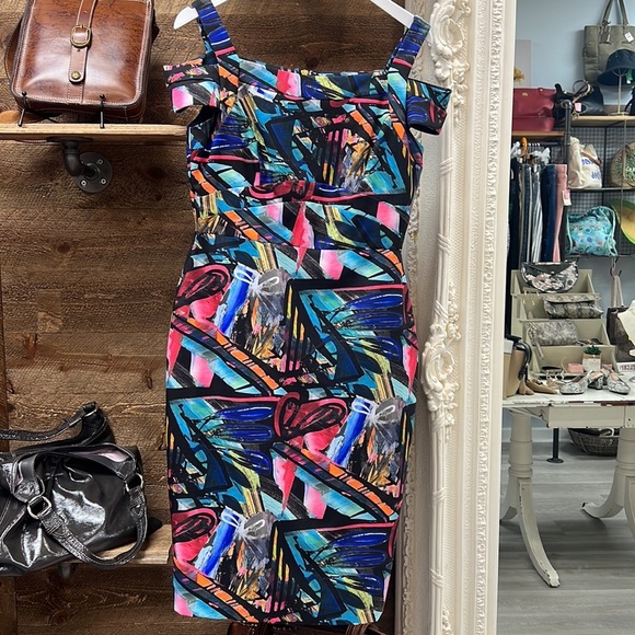 Nicole Miller Ruched Sheath Dress Size 8 - Picture 2 of 9